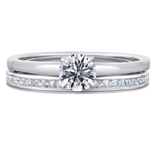 Platinum Diamond Solitaire Bridal Set - Sunflower